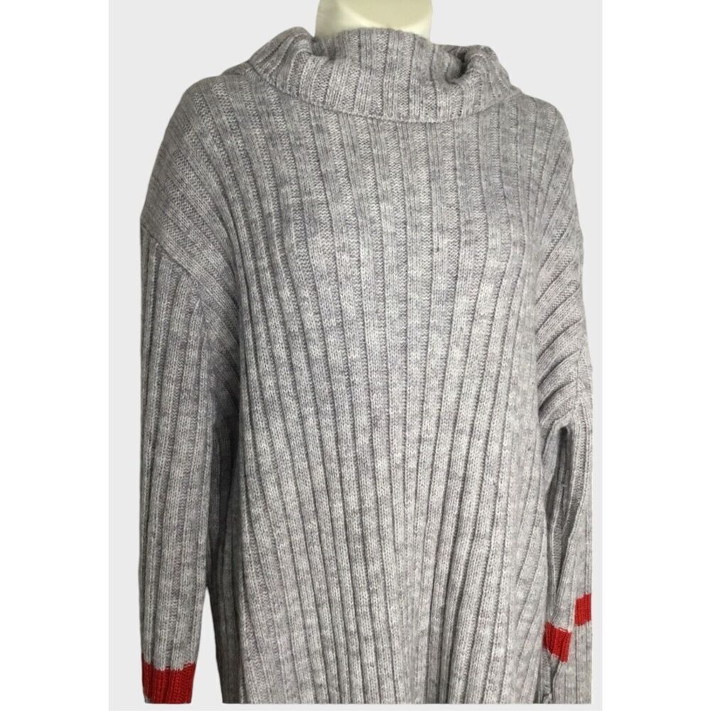 Avantlook Neiman Marcus Knit Sweater Dress Women's Small Cowl Neck Gray Neutral - Picture 5 of 8